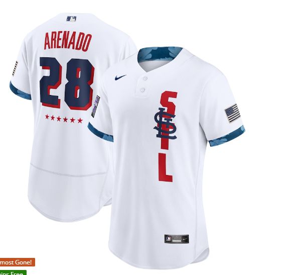 Men St.Louis Cardinals #28 Arenado White 2021 All Star Elite Nike MLB Jersey